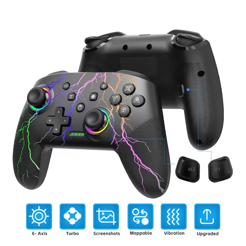 Nintendo Switch Game Controller, 1000mah Battery, RGB Lighting, One-Key Pairing, Vibration, Compatible with Switch/lite/oled/PC Windows