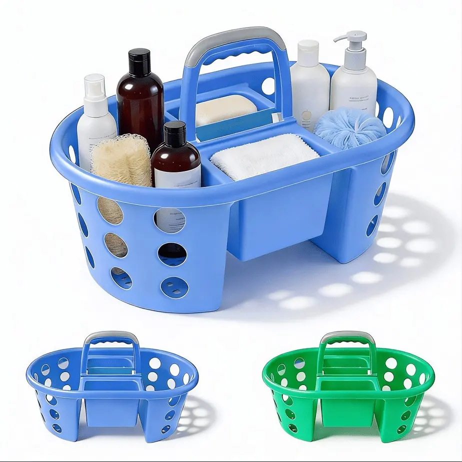 2PCS Shower Basket, Portable Bath Basket, Plastic Shower Storage Basket with Drain Holes, Shower Storage Basket, Storage Box