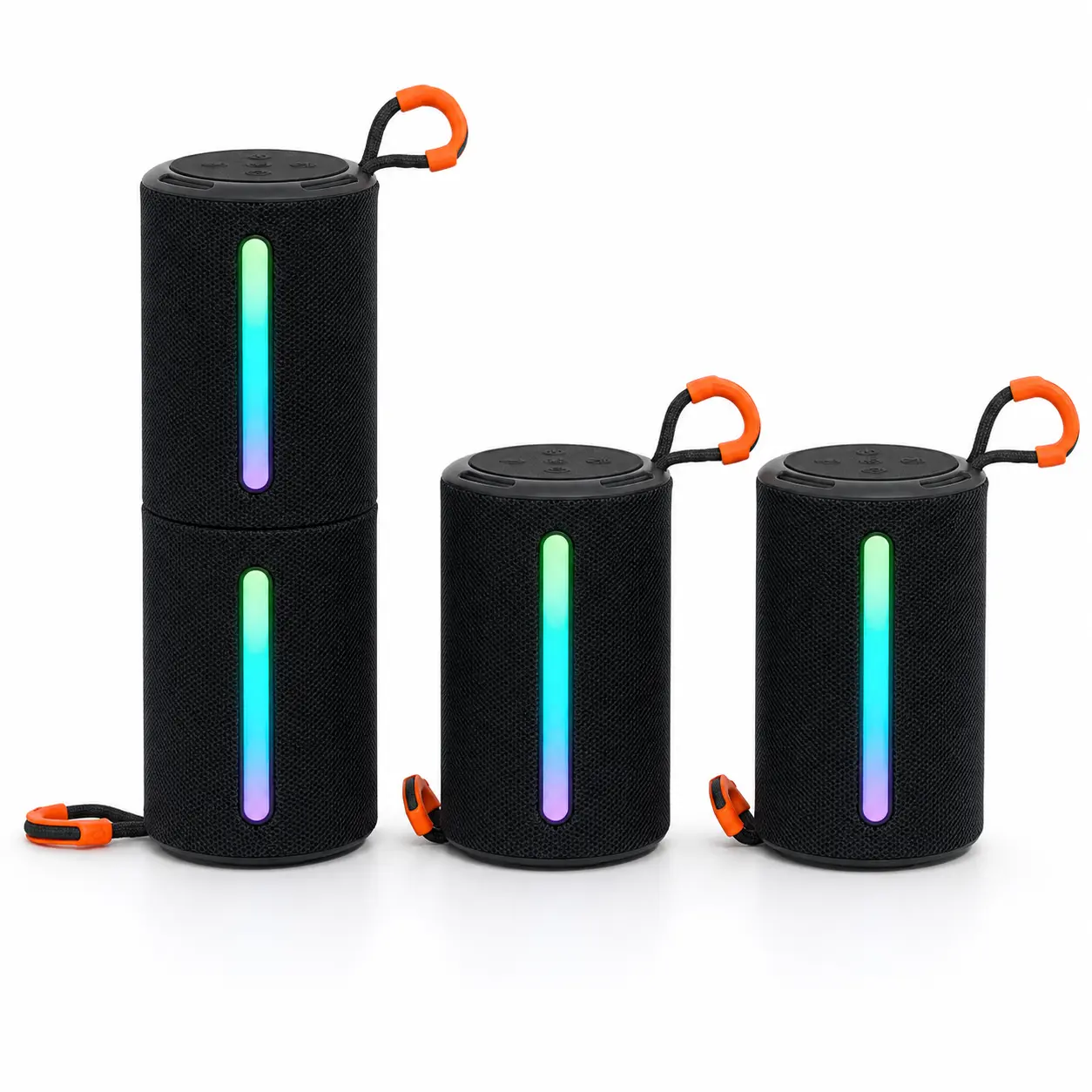 2-in-1 Magnetic Split Portable Bluetooth Speaker with RGB Lights, Dual Wireless Stereo Speakers with Carry Strap for Camping, Travel, Workout and Home