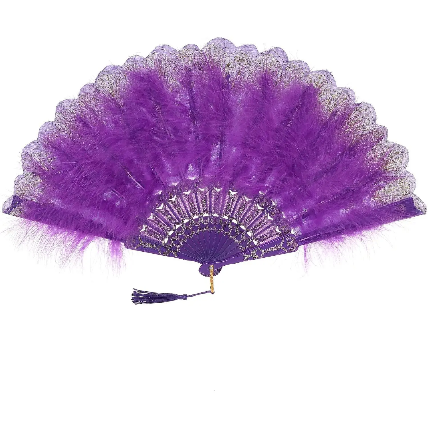 Marabou  Fan 20s  Folding Fan Flapper Hand Fan for Costume Dancing ()