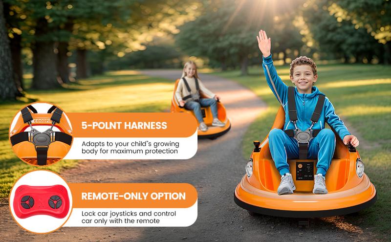 GARVEE Electric Bumper Car for Kids, 12V Ride on Toddler Bumping Car W/Remote Control, LED Lights & 360 Degree Spin, ASTM Certified - Orange