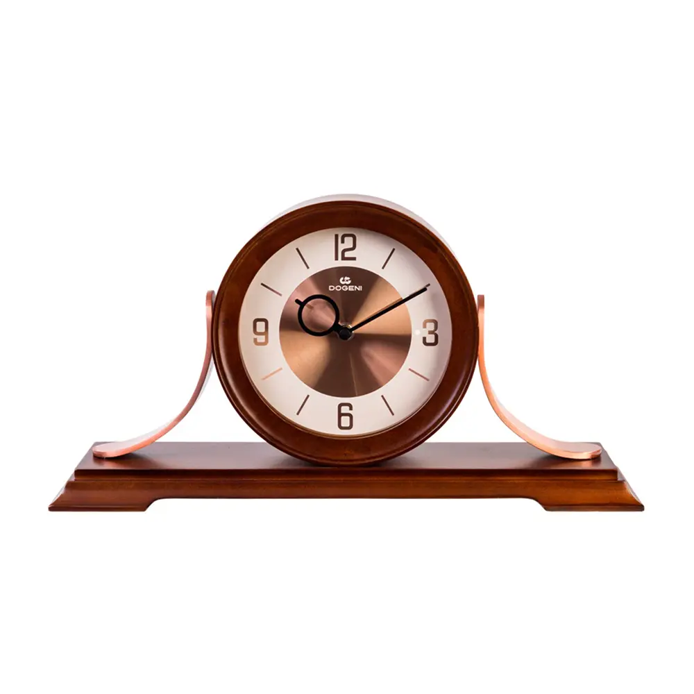 Large Wooden Mantel Clock with Hourly Chime & Melodies, Modern Classic Aluminum Accent Quartz Clock for Fireplace, Shelf, Entryway Decor, Elegant Gift Idea (Battery Operated)