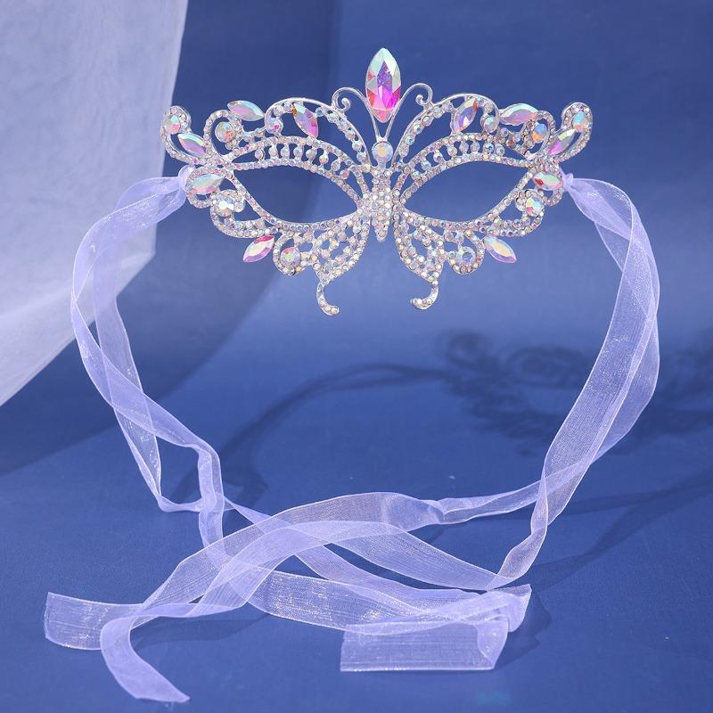 Rhinestone Tassel Masquerade  Headpiece, Luxury Face  for Wedding, Party & Stage Performance domino