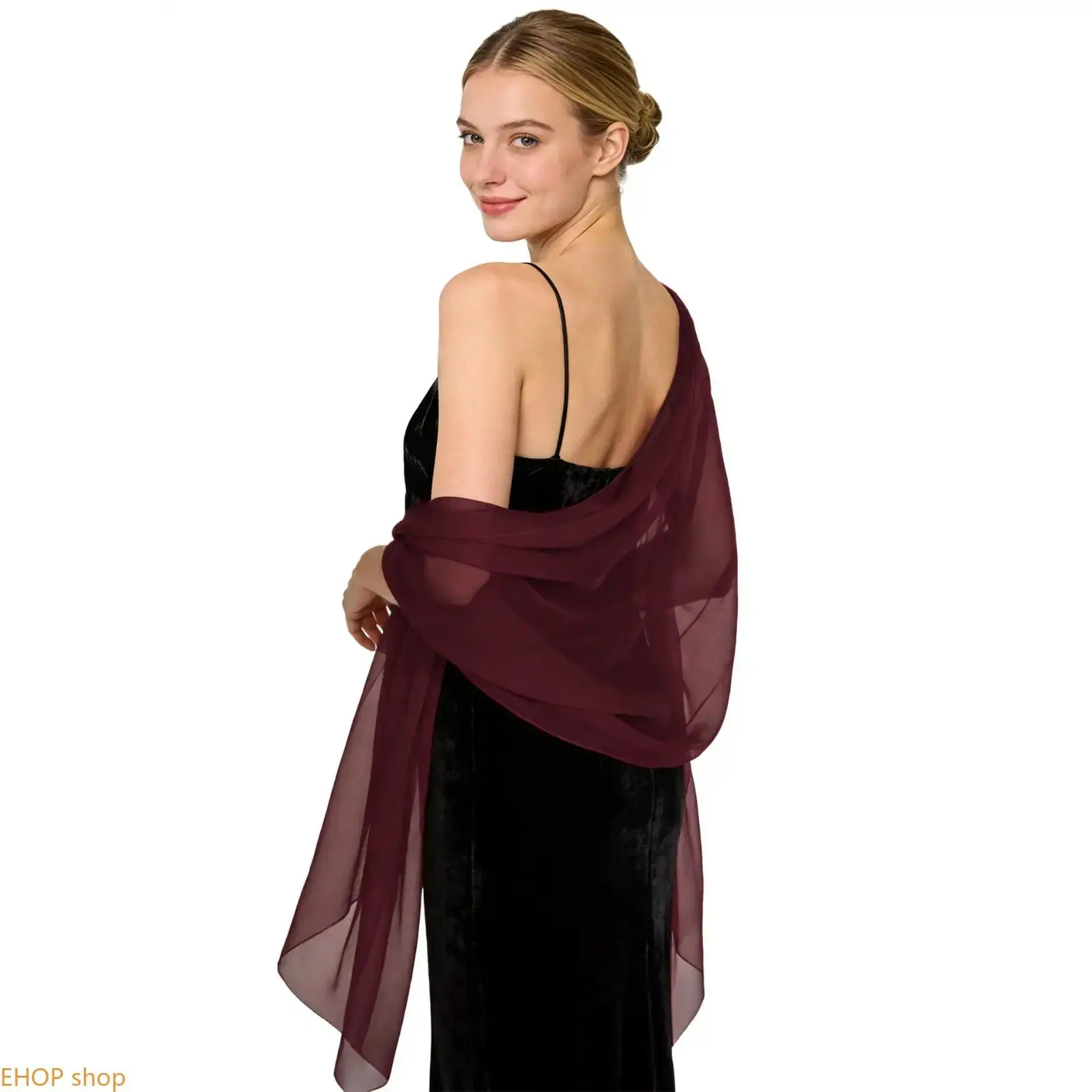Elegant Chiffon Shawl, Versatile Wrap for Brides Evening Wear & Formal Occasions, Lightweight Travel Accessory