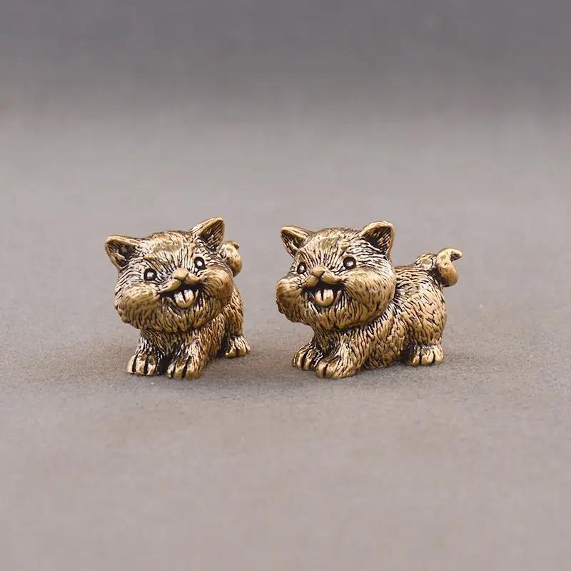 Brass Chinese Zodiac Dog Figurine Feng Shui Lucky Wealth Statue Vintage Home Office Desk Decor Ornament Handcrafted Metal Art Perfect Gift for Family Friends