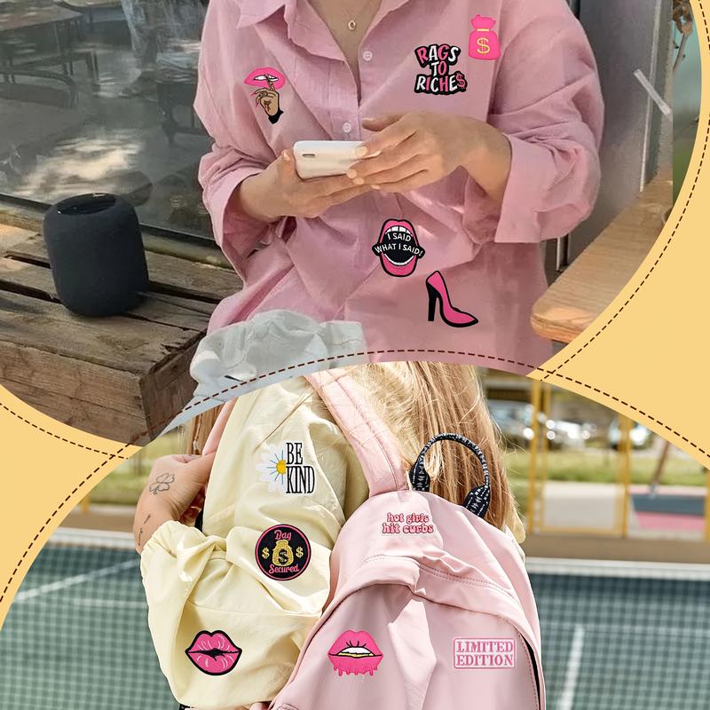 Set of 20 Hot Pink Iron-On Patches Designed for Hats, Perfect for Cool. These Embroidered Patches Can Be Sewn Onto Jackets, Backpacks, And Clothing, Making Great Accessories for Women And .