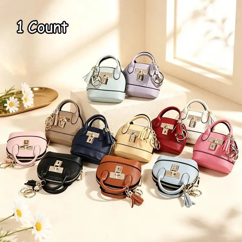 🔑 Mini PU Zipper Coin Purse ｜ Shell-Style Keychain Pouch with Tassel Lock Charm for Coins, Keys & Small Accessories