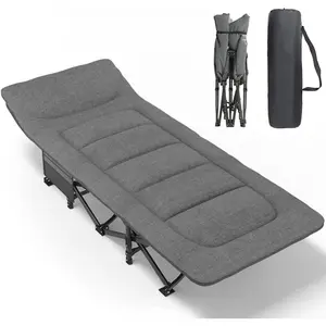Camping Cot  Adults with Cushion and Pillow, Portable Folding Bed  Sleeping, Lightweight Tent cot with Carry Bag Supports 450 lbs (Grey)