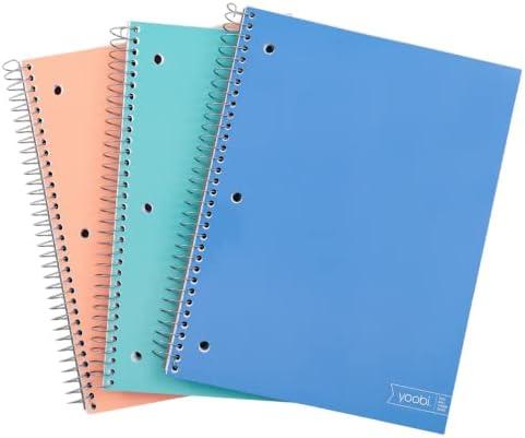Spiral Notebooks, 3, 1Subject, College Ruled Paper, x 101/2", 70 Sheets per Notebook, Assorted Pastel Colors Spiral Notebooks for School