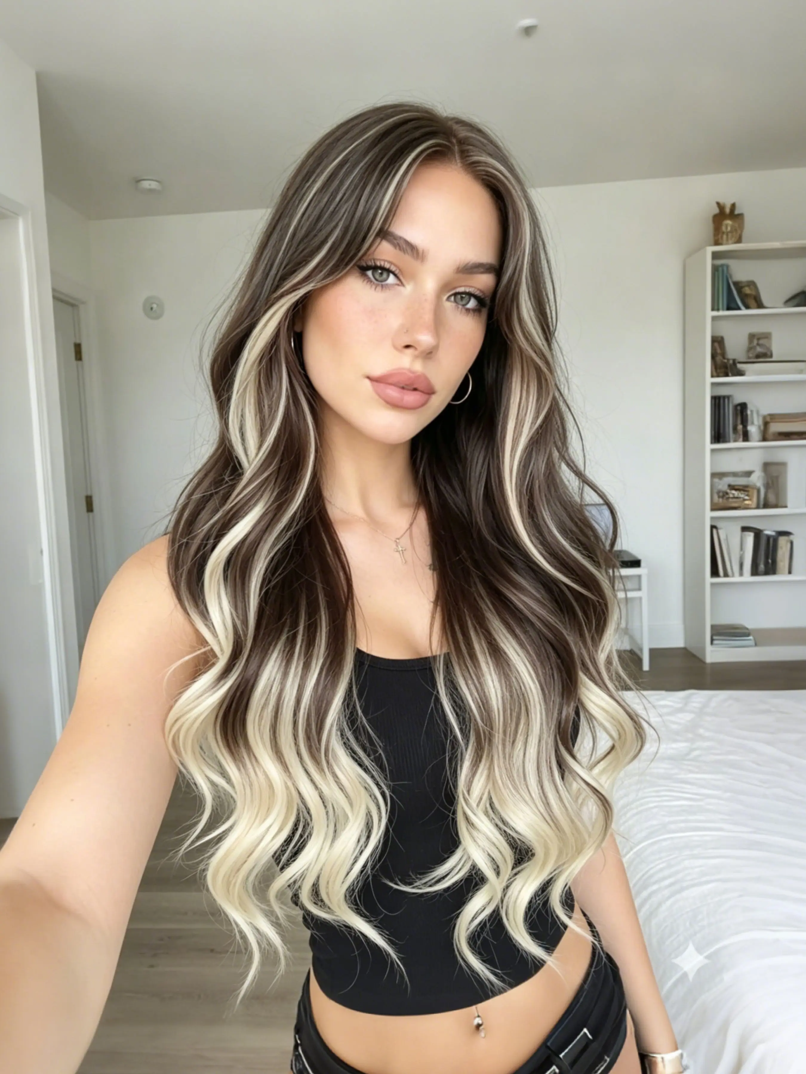 Brown Beige Ombre Wavy Wig, 13X4 Synthetic Lace Front Wig, HD Transparent Lace Frontal Wig, Synthetic Fiber Wig for Photoshoots, Parties, Cosplay, and Stage Performances (28 Inches).