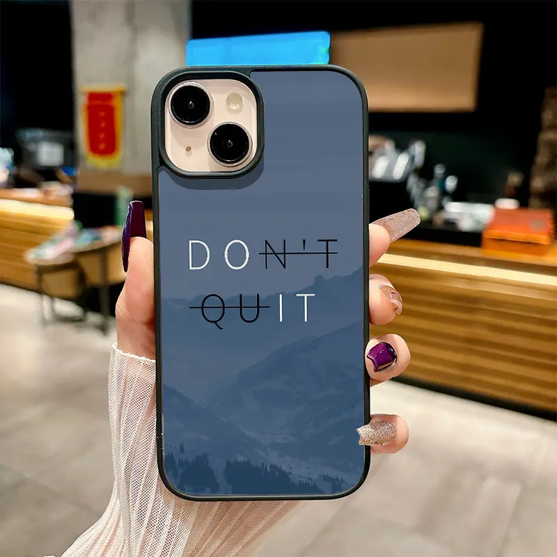 Phone Case - Motivational Phone Case Featuring a Mountain Landscape with The Phrase 'Never Give Up'. It'S a Transparent Acrylic Design That Is Magnetic And Compatible with iPhone 17 E Air Pro ProMax iPhone16 15 14 Plus 13 12 11 X XS XR