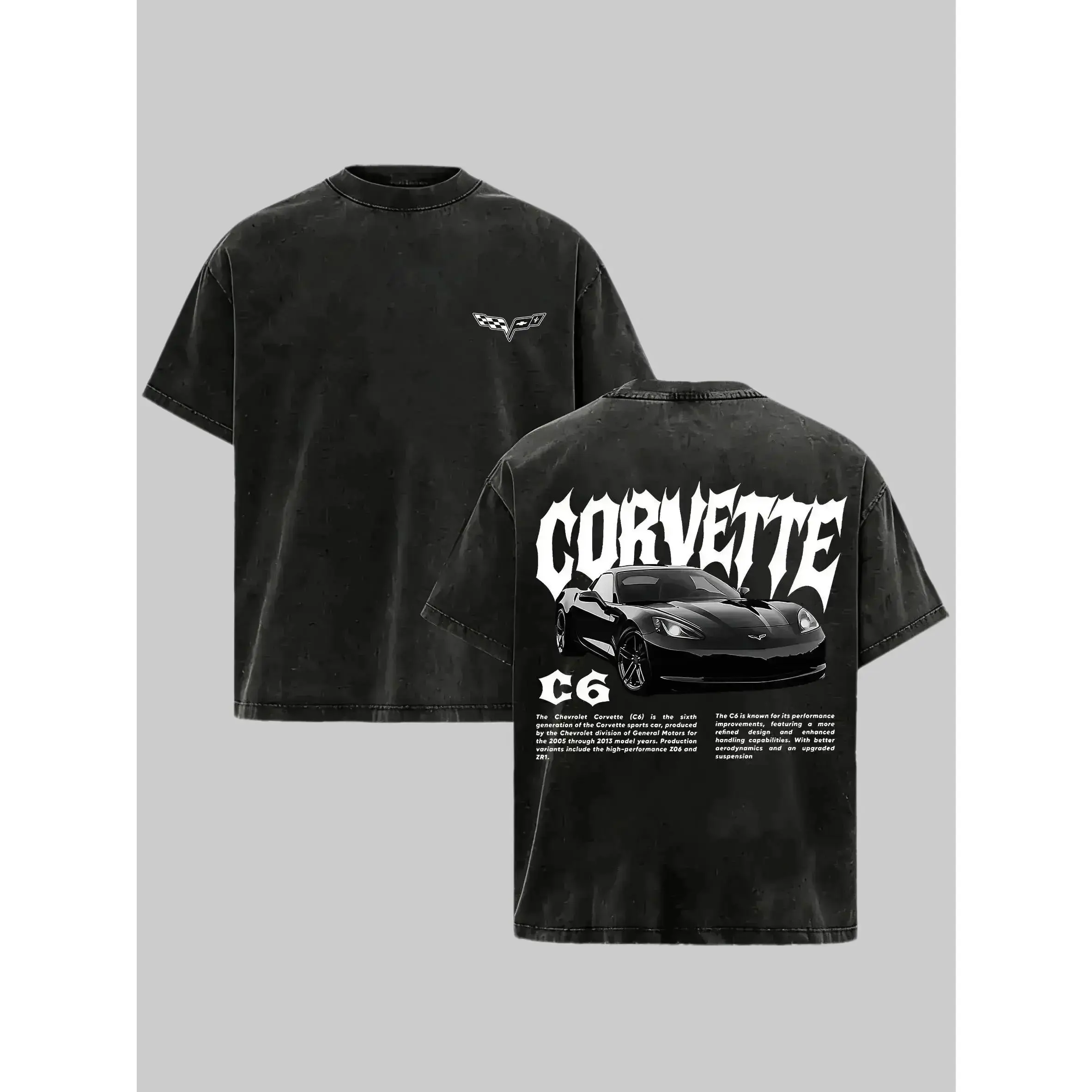 Vintage Washed Corvette C6 Graphic T-Shirt,  Washed Racing Car Tee, Classic Sports Car Merch for Men & Boys, Trendy Retro Unisex Top good funny trendy t-shirts,graphic streetwear t-shirt symbol t-shirt invincible shirt humor shirt