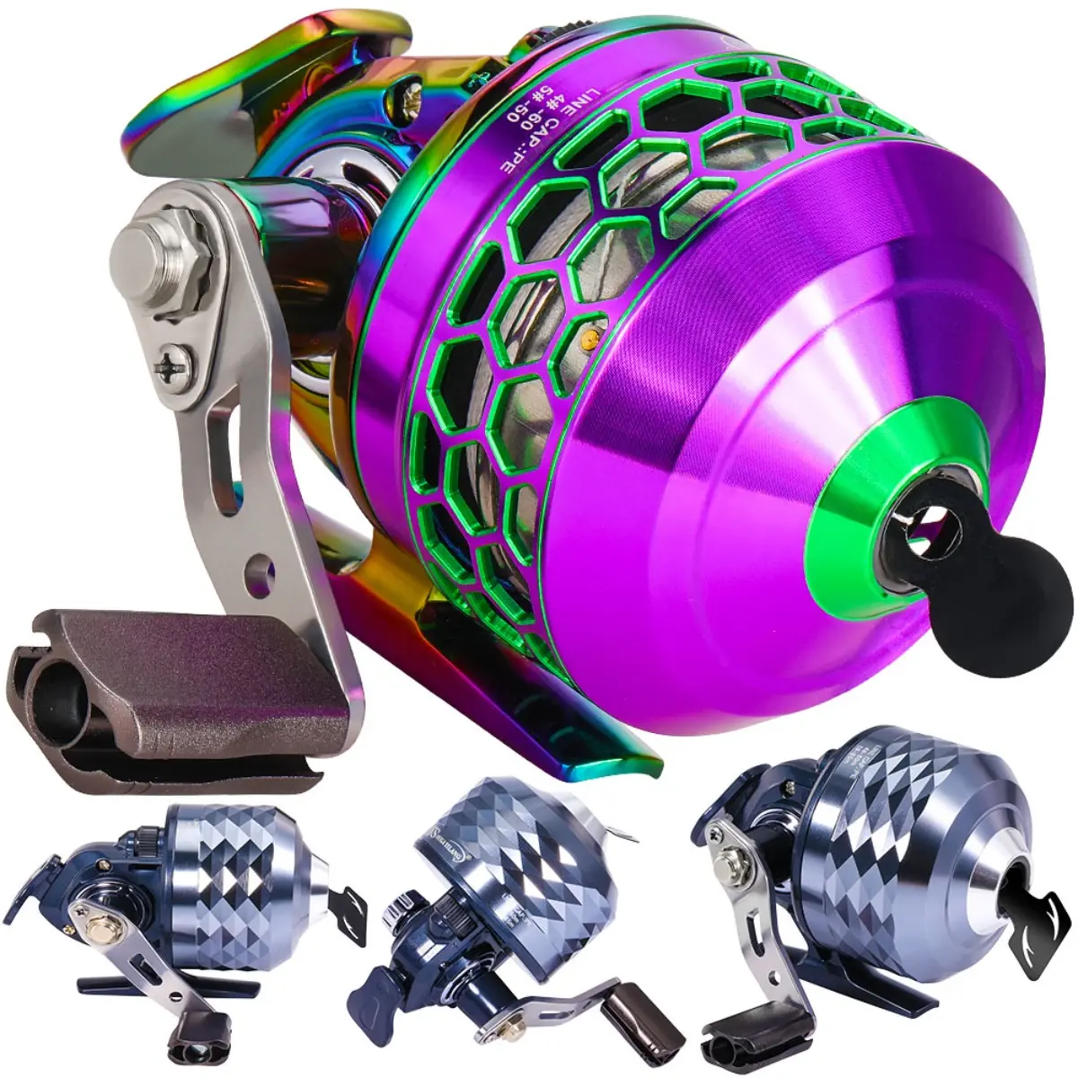 Spincast Fishing Reel,High Speed 3.9:1 Gear Ratio,Trouble-Free Push-Button Bait Casting Design and Reversible Handle for Left/Right Retrieve,Pre-Spooled