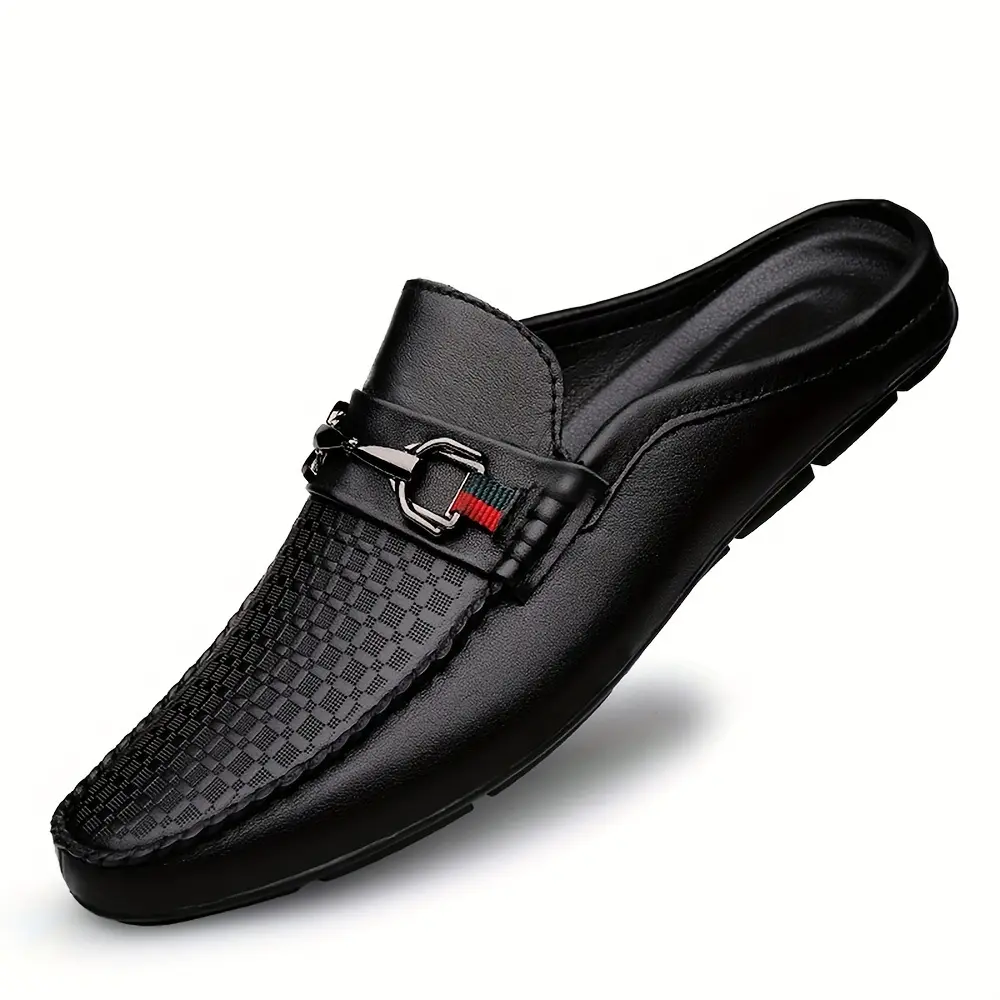Men's Retro Style Moc Toe Backless Mule Shoes with Microfiber Uppers, Breathable Lightweight Slip On Shoes for Indoor/ Outdoor Walking
