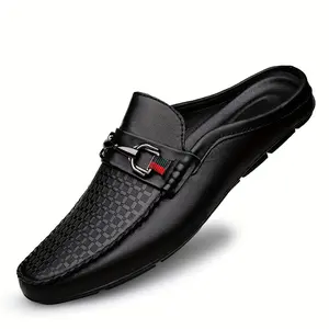 Men's Retro Style Moc Toe Backless Mule Shoes with Microfiber Uppers, Breathable Lightweight Slip On Shoes for Indoor/ Outdoor Walking