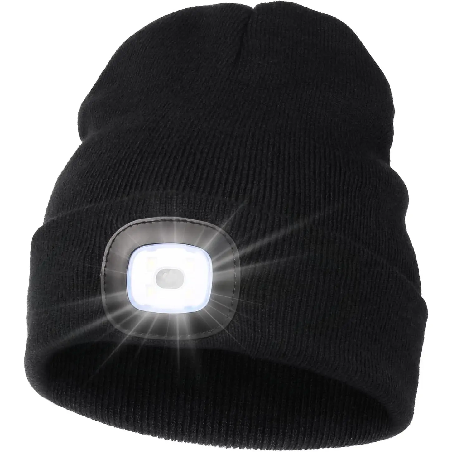 Baby Unisex Rechargeable Flashlight Beanie Skull Cap, USB-Charged Hands-Free LED Hat, Winter Gift for Dads