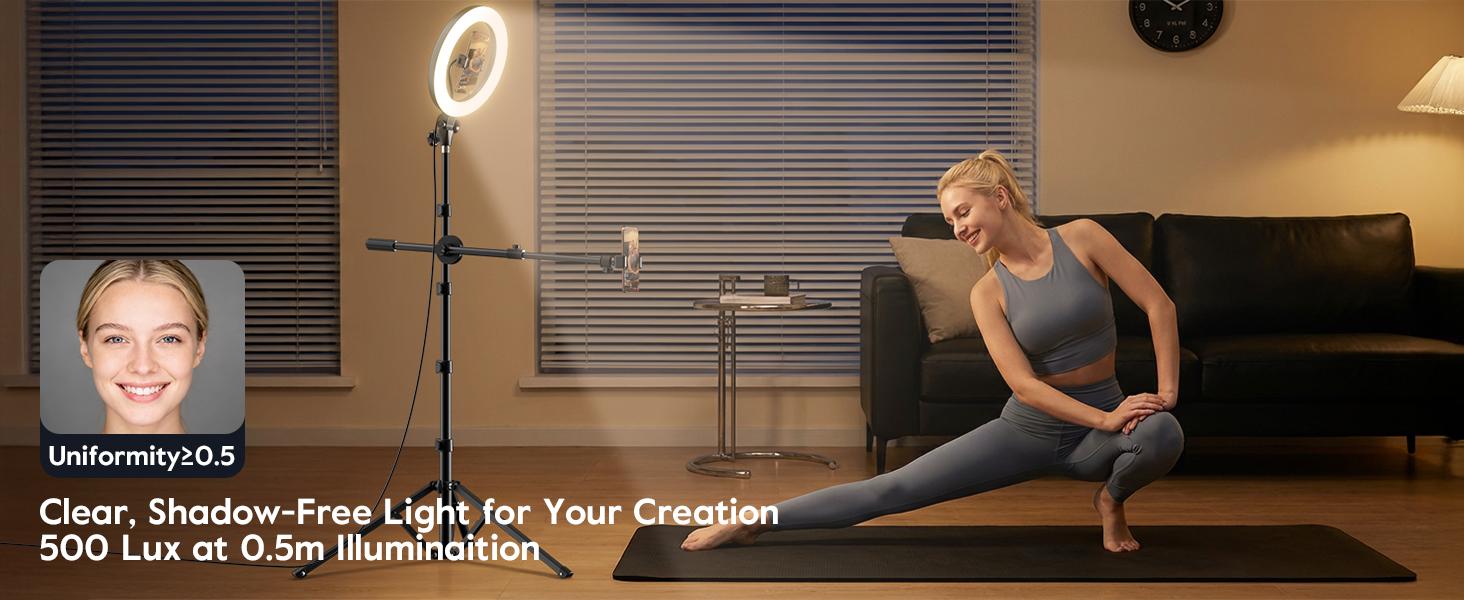 Tripod for iPhone with Light & Phone Holder - 10.5'' Ring Light with Stand - Second Arm with Overhead Phone, Fast-Adjust Bamboo-Flex Stand & Remote for Content Creators, Video Recording Tripod for iPhone with Light & Phone Holder - 10.5'' Ring Light with Stand - Second Arm with Overhead Phone, Fast-Adjust Bamboo-Flex Stand & Remote for Content Creators, Video Recording