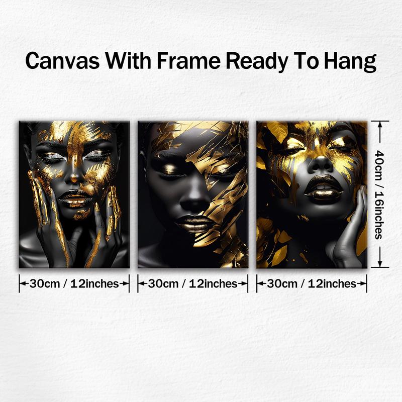 Wooden Framed Canvas Painting, 3 Counts Modern Graffiti Figure Pattern Poster, Fashion Figure Home Decoration, Room Mural, Office Decoration, Wooden Wall Art