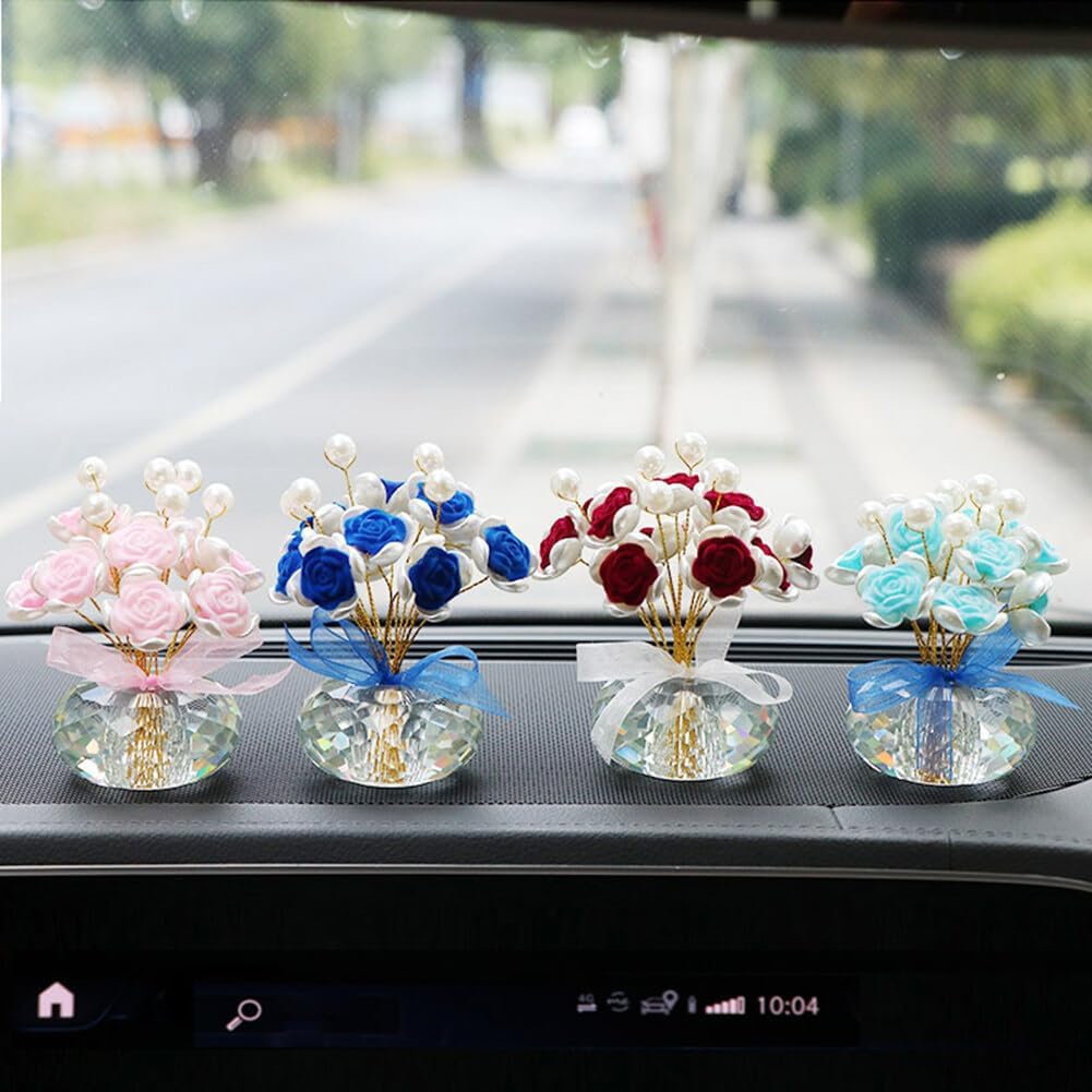 New crystal rose car, home, bedroom, living room, center console, desktop creative decorations, perfect for Halloween, Christmas, Thanksgiving, Valentine's Day gifts, three colors to choose from!