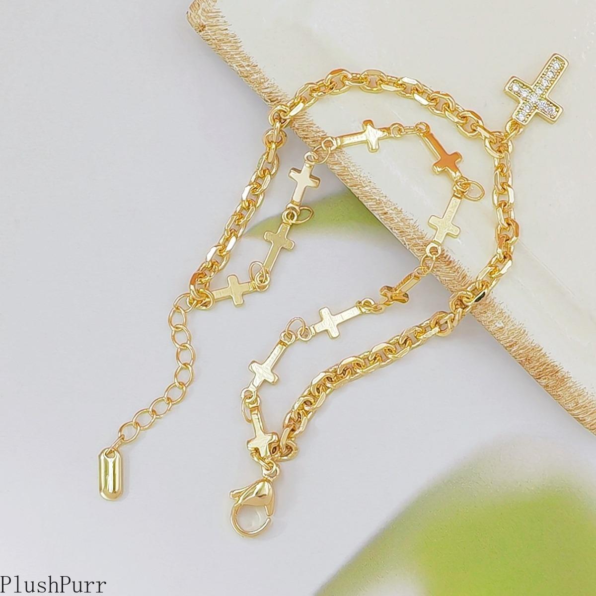 2026 Layered Cross Bracelet—Exuding a chic, high-end aesthetic, this versatile piece is easy to style and perfect for everyday wear, making it an ideal gift for Mother's Day and various other occasions.