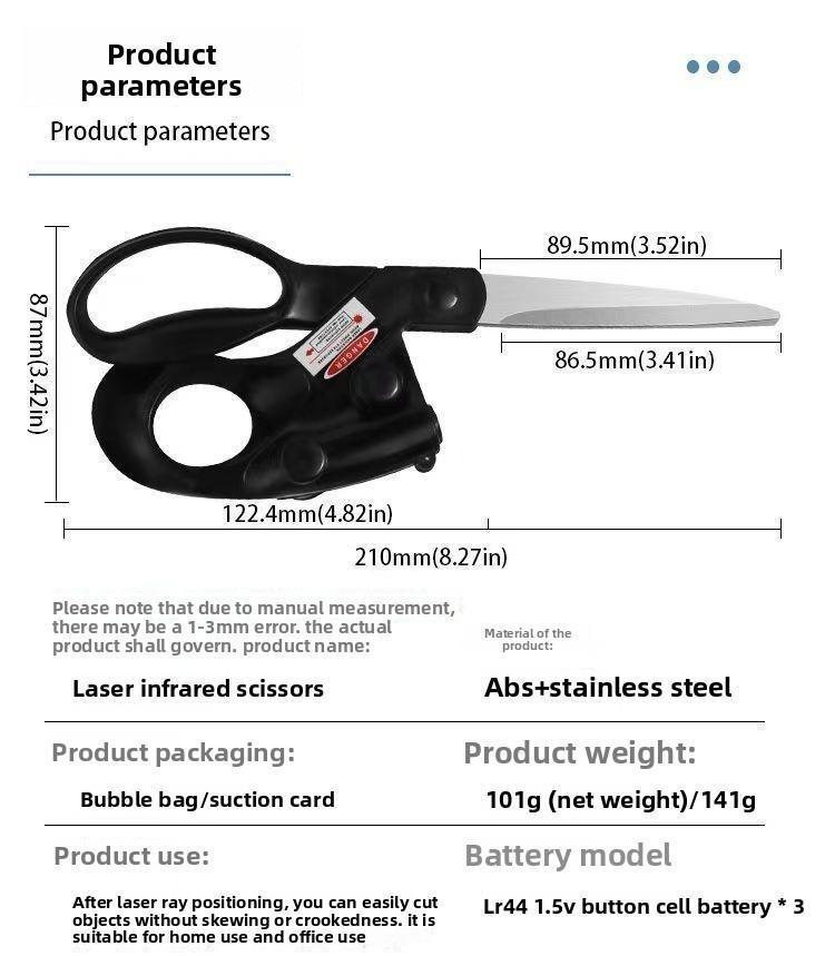 Infrared Laser Cutting Scissors Multi-Purpose Stainless Steel Laser Beam Positioning for Clothing Sewing & Fabric Cutting with Line Head Design