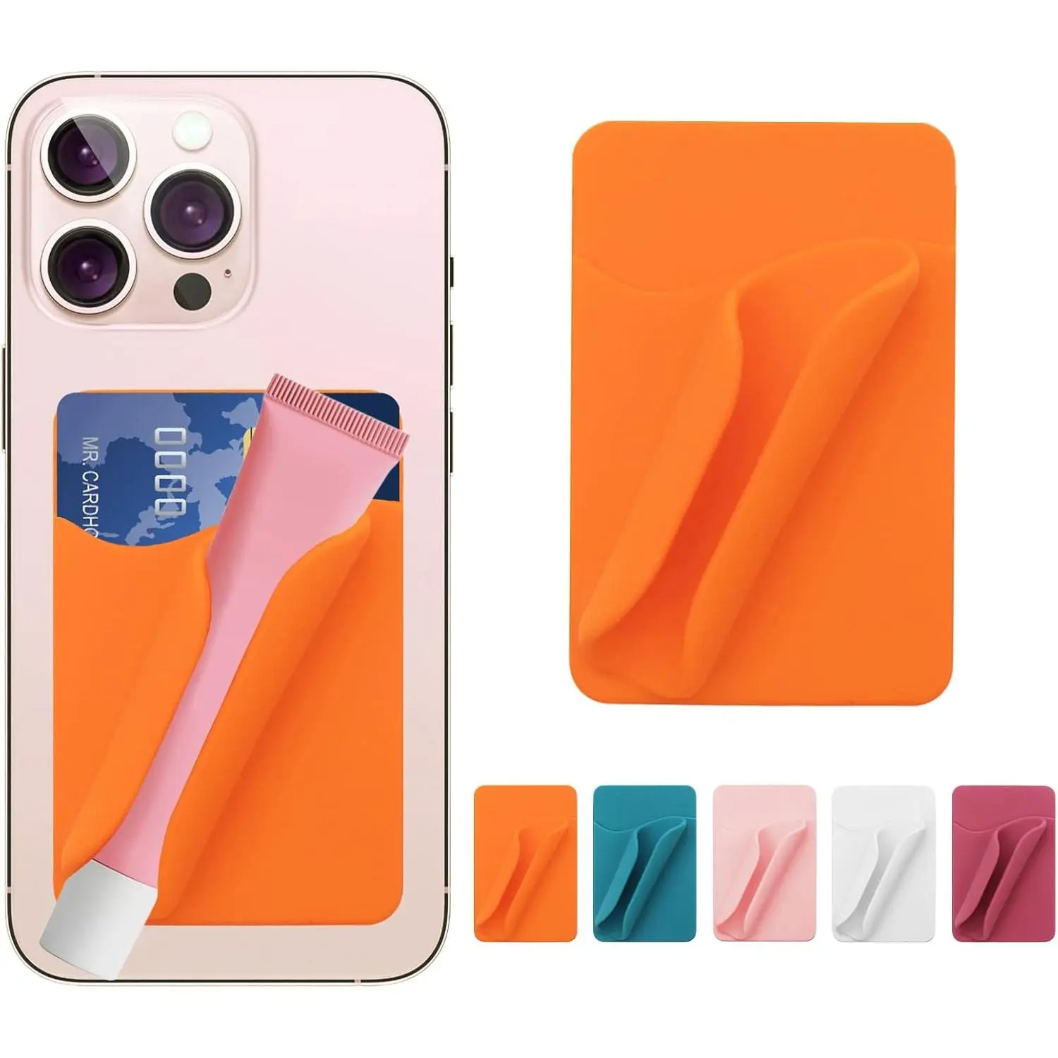 Self-Adhesive  Lip Holder with Card Holder,Orange