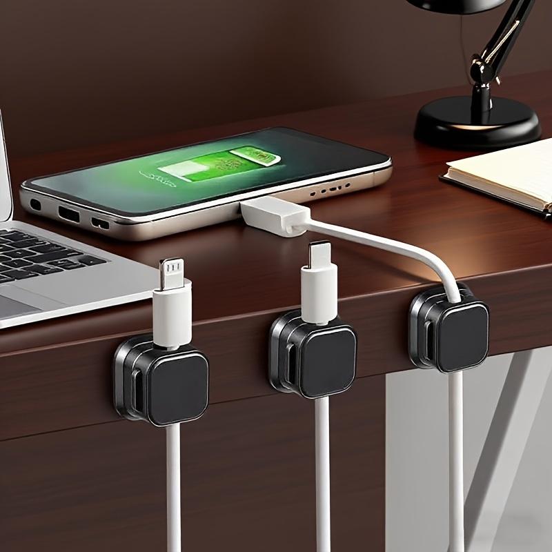 6-Piece Magnetic Cable Clips Set, Desktop & Bedside Adhesive Cable Organizer, Office Supplies, Multi-Function Cable Management System, No Drilling Required