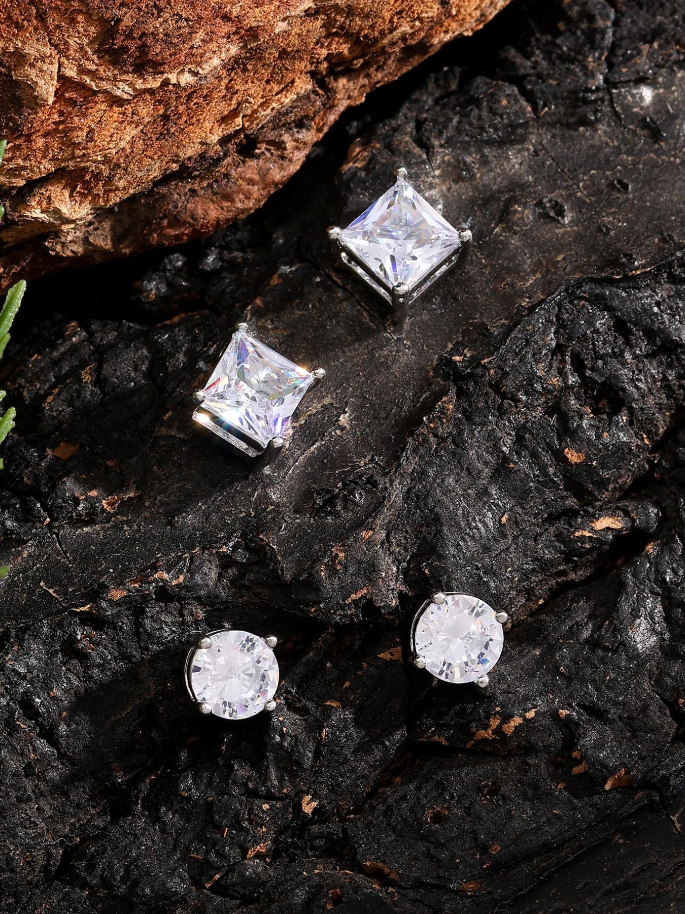 4pcs Simple Style Copper Zircon Ear Cuffs, Magnetic Design Unisex Jewelry Gift, Casual All-Season Accessory for Daily Wear Ear Studs