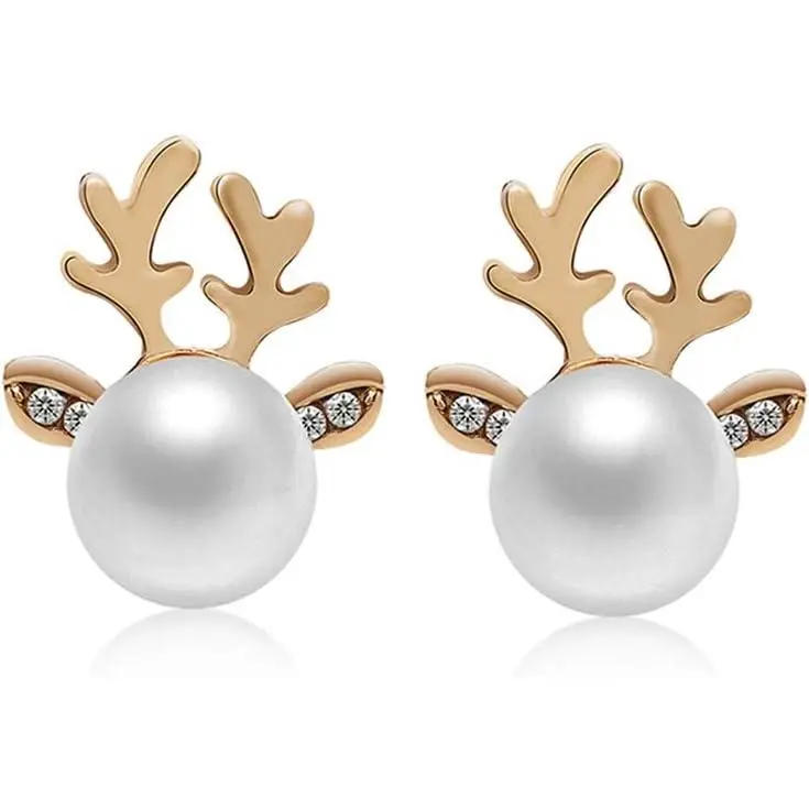 Christmas Earrings for Women Stud Earrings Cute Faux  Antler Earrings ()