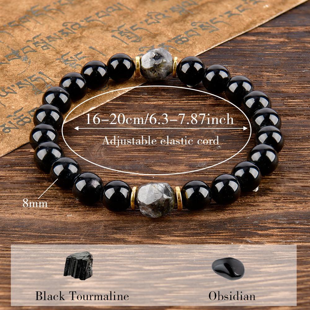 ARPURRAINA Obsidian & Black Tourmaline Bracelet – Black Grounding Stone for Manifestation & Protection, Healing Crystal Beaded Jewelry for Men Women, Perfect Christmas Gift for Mom Dad Valentine Birthday