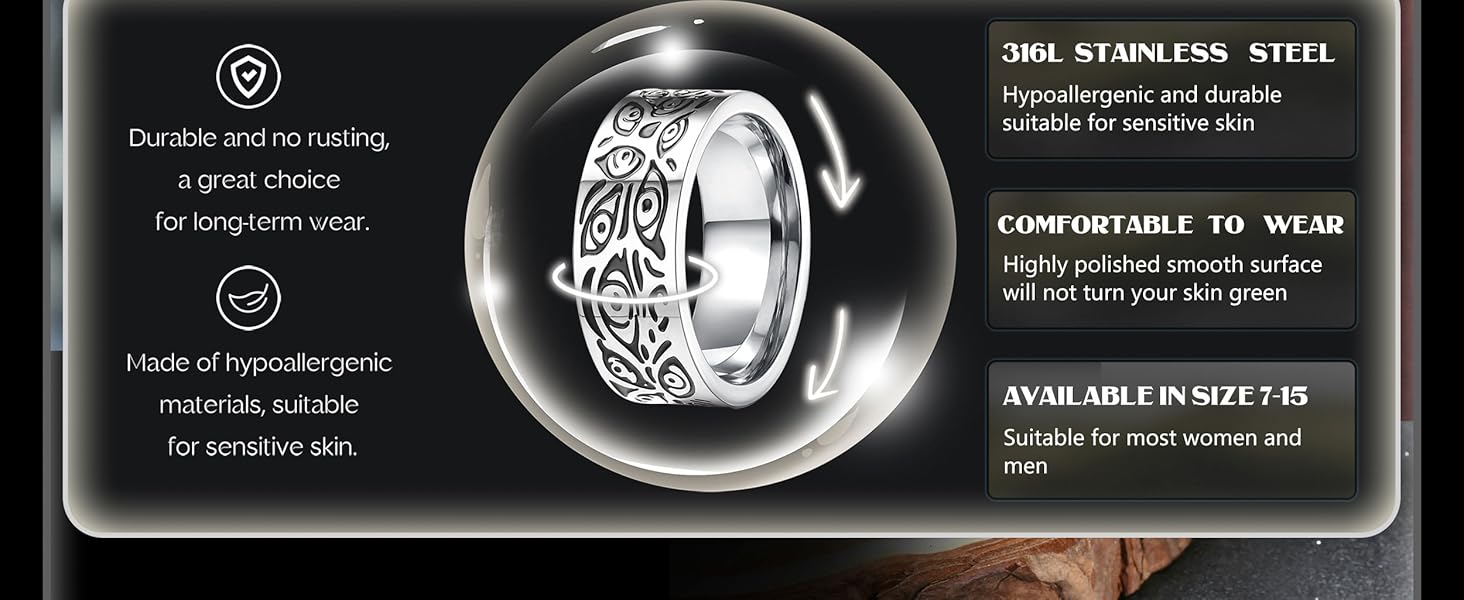 5Pcs Stainless Steel Biker Rings Set for Men Greek & Celtic Signet Vintage Retro Carving Band Rings 5Pcs Stainless Steel Biker Rings Set for Men Greek & Celtic Signet Vintage Retro Carving Band Rings