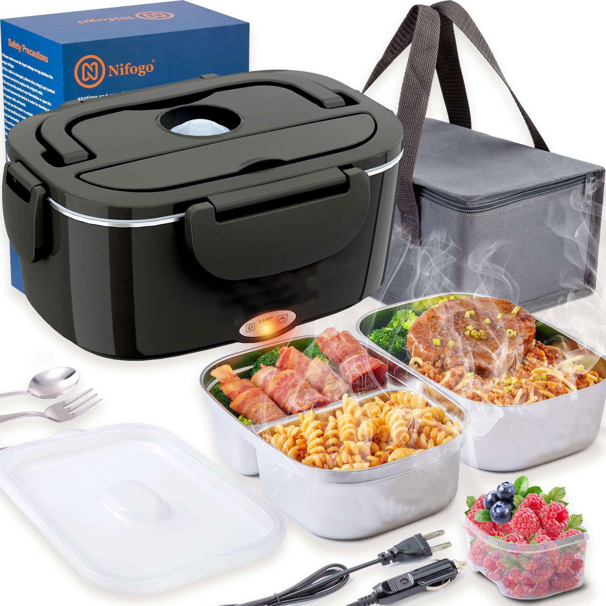 Nifogo Electric Lunch Box Food Heater for Adults,  Plug-in Heating Lunch Box,Heated Lunch Box12V/24V/110V Portable Food Warmerfor Car