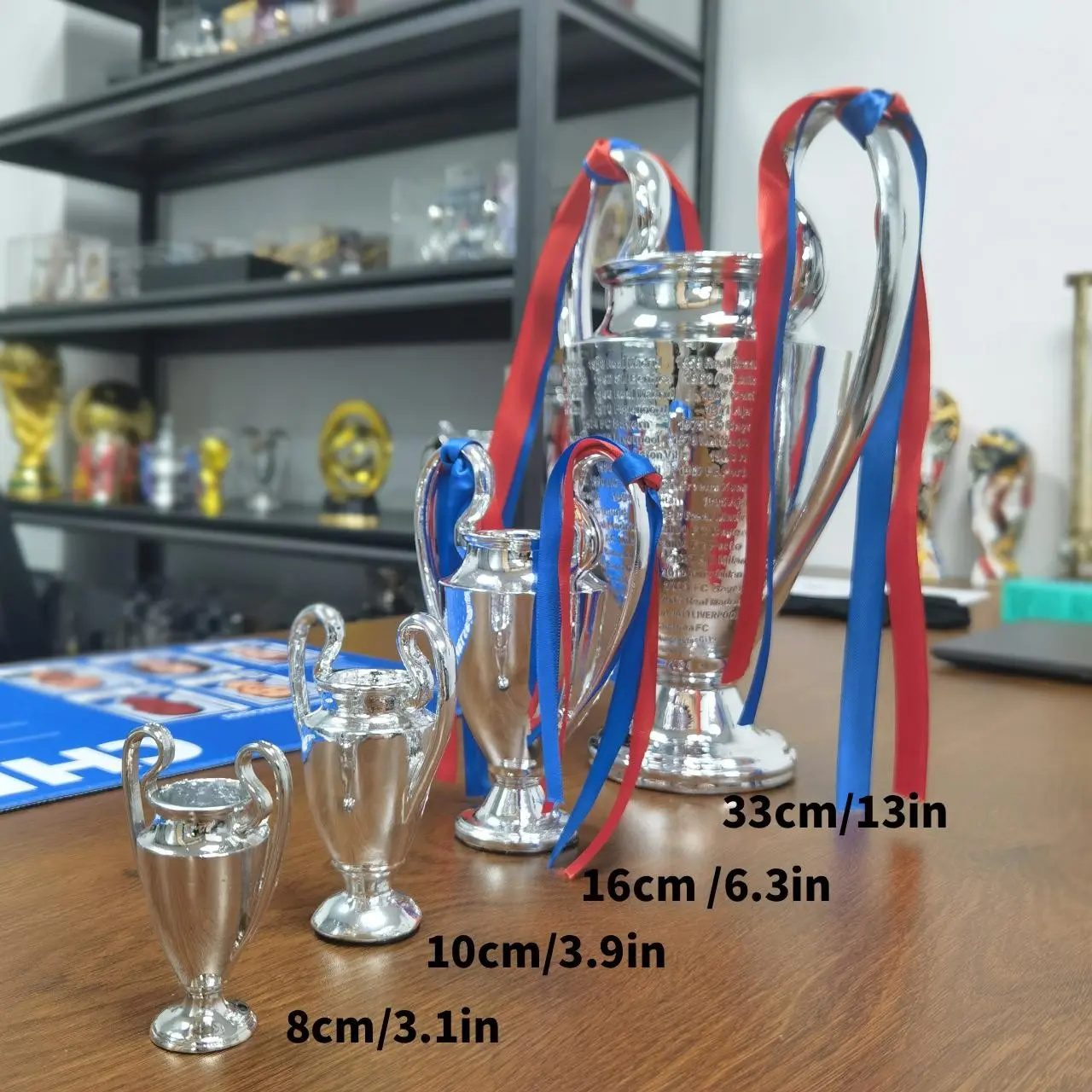 Elegant European Football Trophy, Classic Replica, High-Quality Finish, Perfect Birthday Gift, Holiday Decor, Home Decoration Ornament, Soccer Trophies