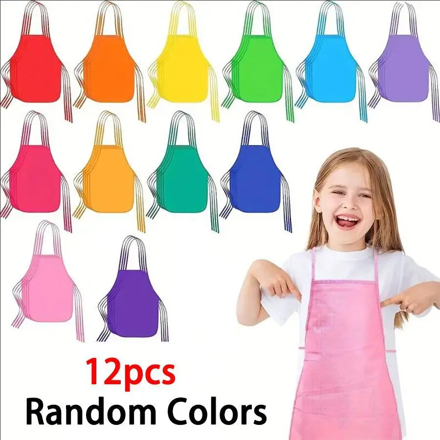 Random Color Painting Apron, 12/24pcs Artists Smocks for Kitchen, Classroom, Community Event, Crafts and Art Painting Activity
