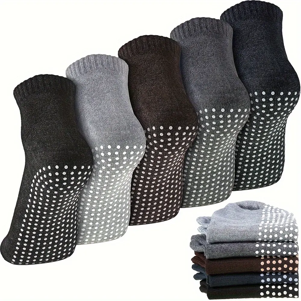 Five Pairs Non-Slip Grip Socks/Yoga, Pilates, Barre, Home Workouts/Suitable for Everyone