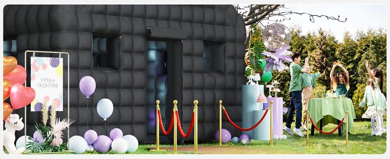 Inflatable Nightclub 30x20x13 Ft, Inflatable Party Tent with 1100w Blower Night Club Tent for Birthday Party Wedding Backyard Rental Business, Black/White