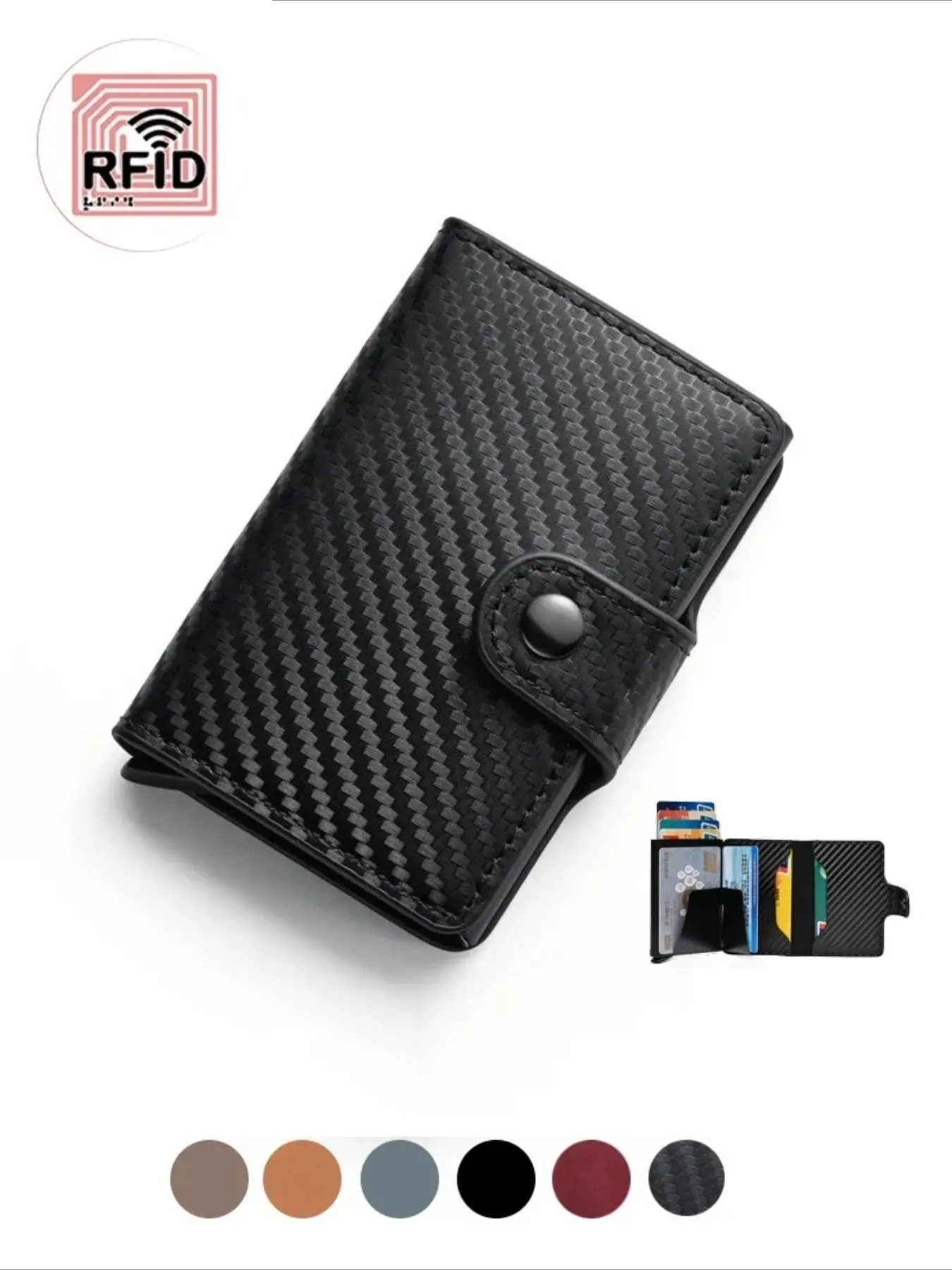 Men's RFID Wallet - Slim Business Card Case with Automatic Pop-Up, Metal Credit Cards Holder, Contactless Card Holder Men, Creative Minimalist Design