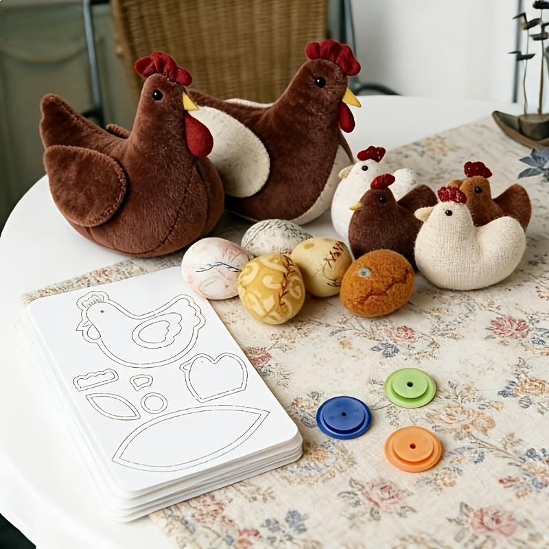 Chicken-themed Patchwork Sewing Template (with 4 tracing tools and hen family motifs) - a colorful handmade guide for quilting, handcrafting, Easter crafts, compatible with sewing machines and hand sewing