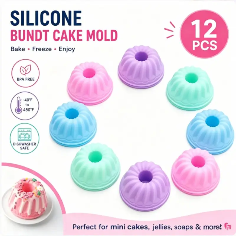 12 Pack Silicone Pumpkin Baking Cups, Non-Stick Kitchen Cake Molds, Silicone Muffin Pans For Baking, Reusable Cupcake Liners, Ideal for Muffins, Dessert Trays, Fall Baking Essential