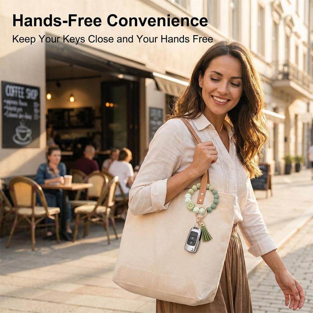 Beaded Floral Tassel Key Fob for Women, Summer Cute Keychain, Bag & Phone Hanging Charm, Practical All-Match Daily & Birthday Gift