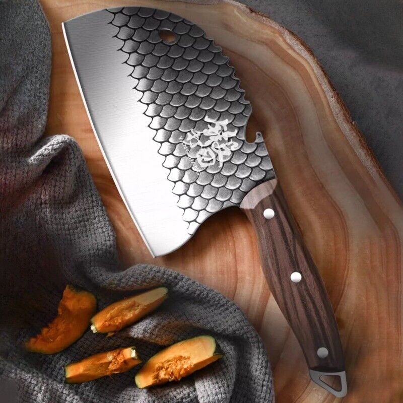 Selected Stainless Steel Fish and Meat Kitchen Knife with Ergonomic Handle - Sharp and Durable Versatile Meat Cleaver for Everyday Home Cooking and Outdoor Food Preparation