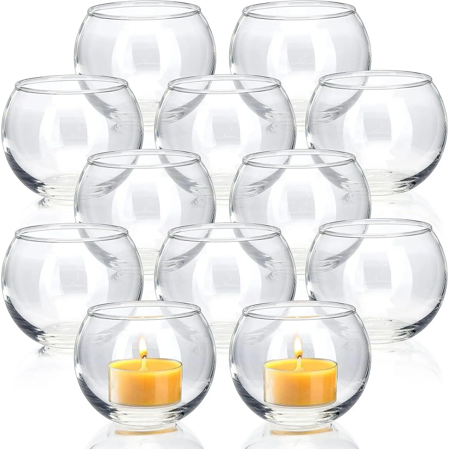 Set of 12 Clear Glass Votive Candle Holders Bulk Tealight Candle Holders for Wedding Decor and Home Decor