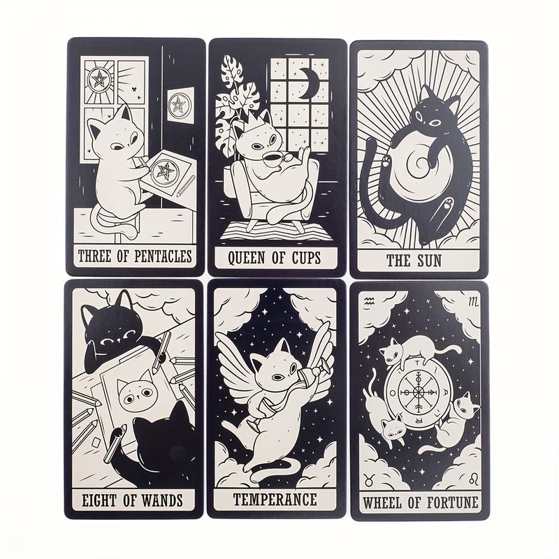 78-Card Playful Kitten Tarot Deck with Guidebook - Premium Paper Cat-Themed Tarot Cards for Divination, Collectible Games & Art Enthusiasts, Whimsical Feline Illustrations, Divination Tools, Spiritual Guidance, Cute Animal Theme, Sturdy Cardstock