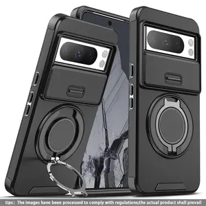 Window Lens Protective Phone Case with Ring Holder, Shockproof Phone Protective Cover, Phone Accessories Compatible with Google Pixel 9 Pro, Casing