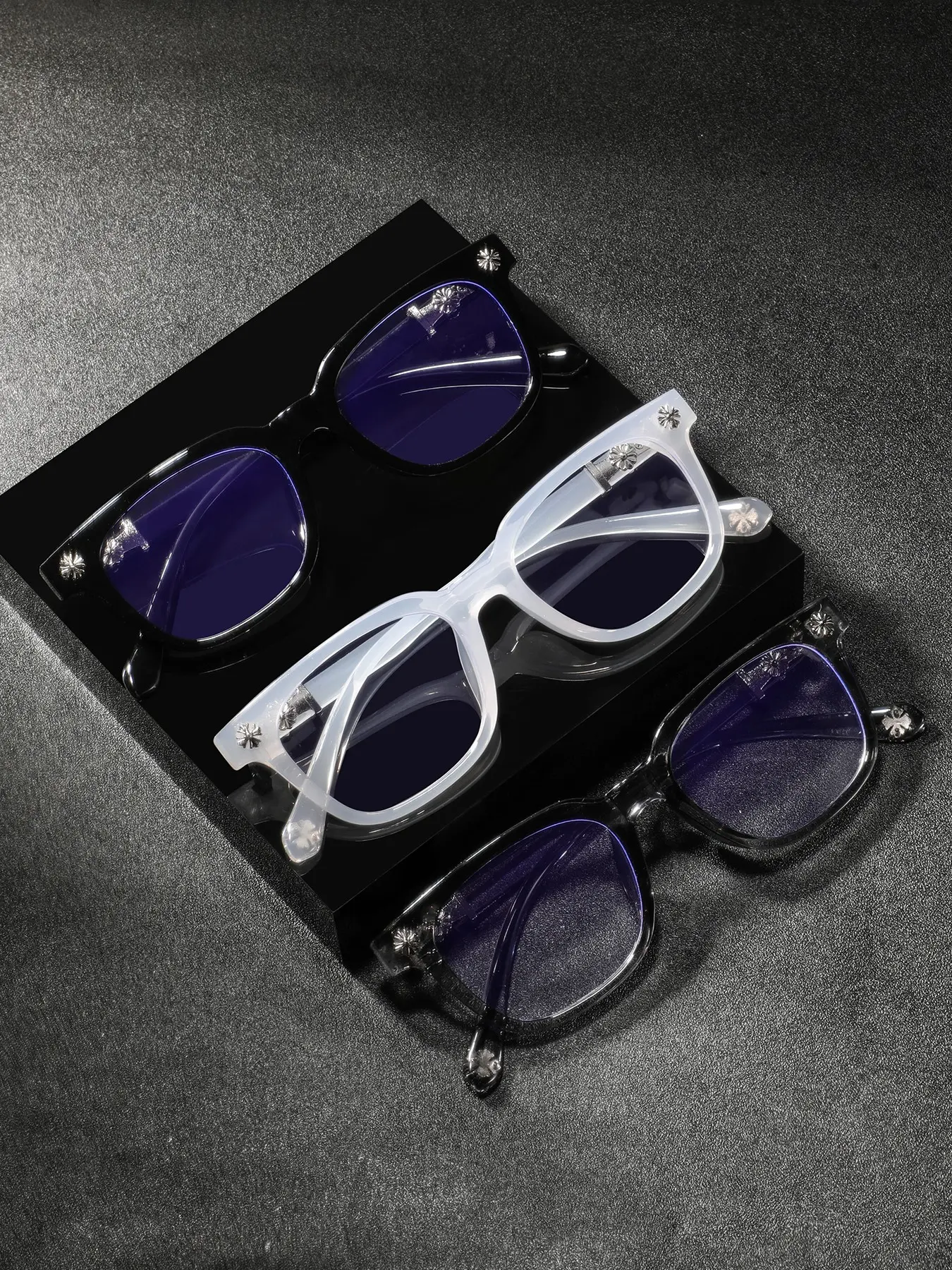 3pcs Men's Plastic Rice Nails, Elegant Business Style, Versatile Casual Wear, Fashionable Glasses for College & Business Events