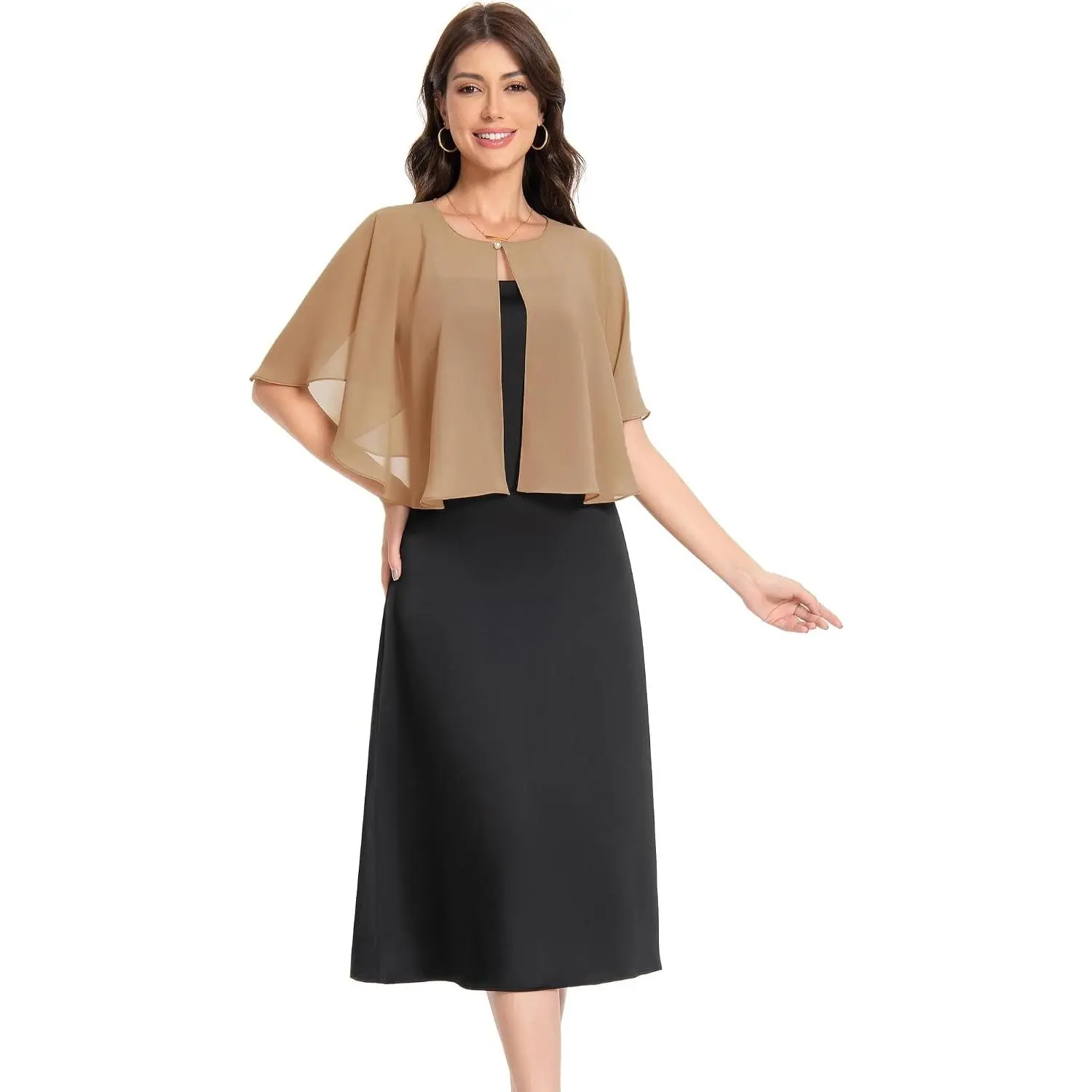 Women's Chiffon Capelet Soft Shawl Wrap Wedding Cape 1920s Flapper Cover Up(Gift)