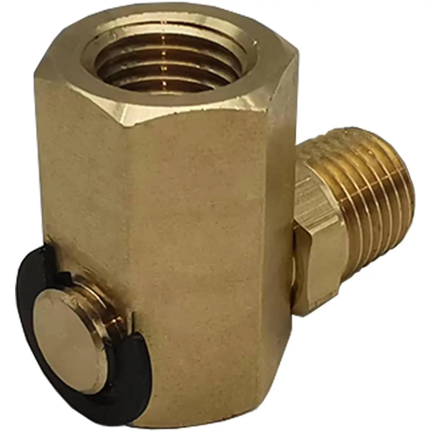 50310 Swivel Joint for Air Hose Reel 1/4'' FPT * 1/4'' MPT 90 Deg Fitting | 5/16-18G Male / Female, Brass