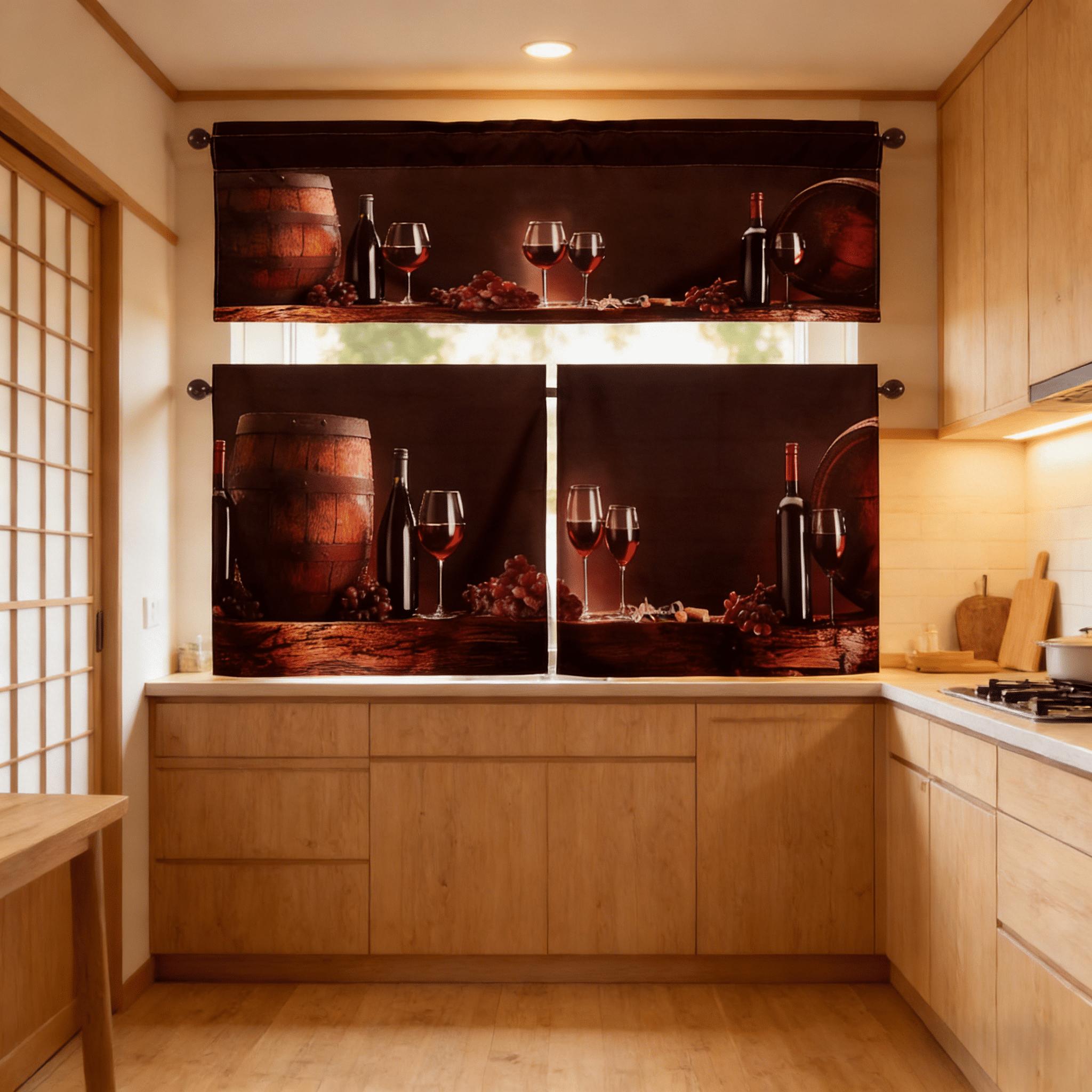 SoftHaven Home Made in USA Vintage Rustic Farmhouse 3-Piece Kitchen Curtains & Valances Set, Elegant Country Style Rod Pocket Window Drapes, Reusable Washable Polyester Home Decor for Kitchen Windows