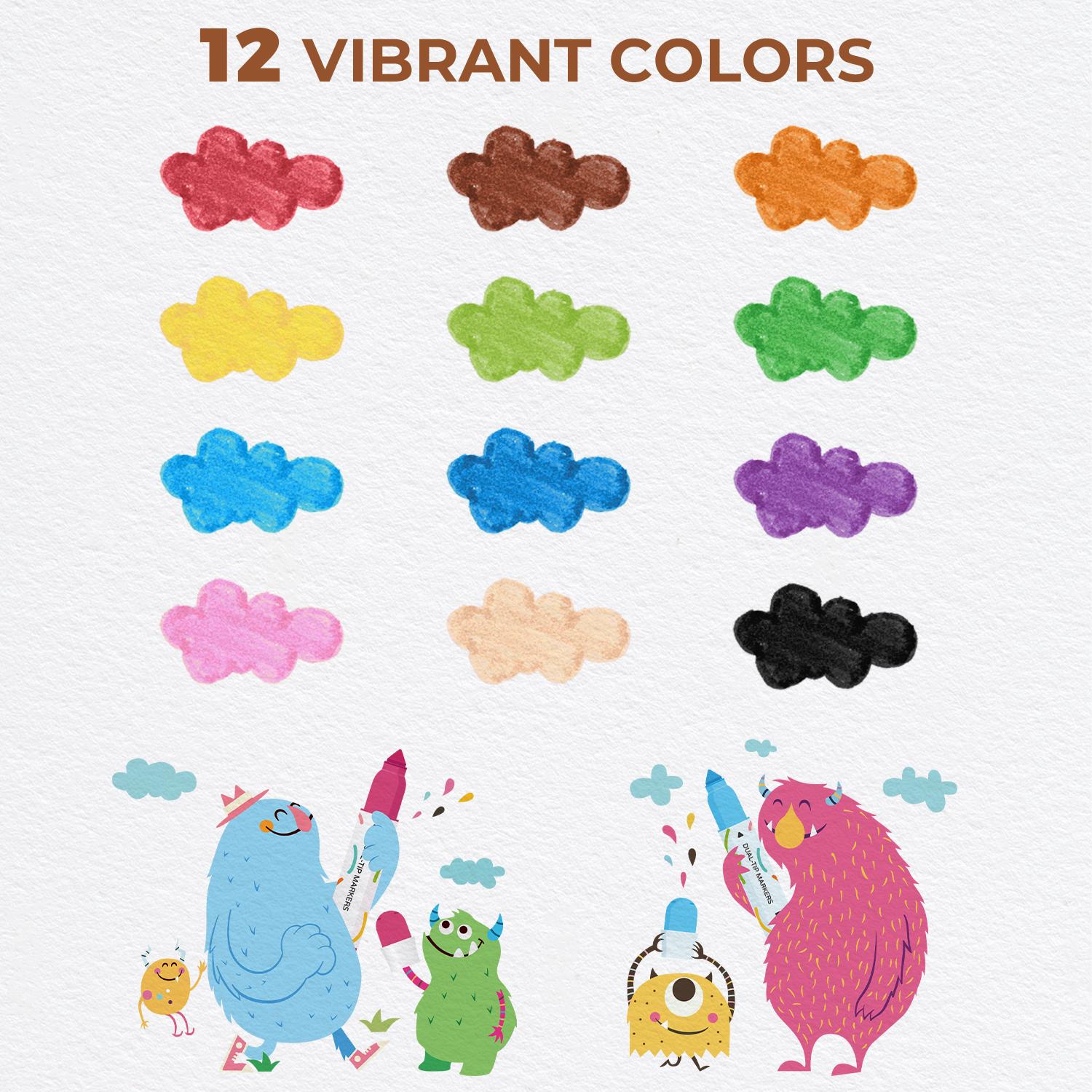 36/24/12 Colors Dual-Tip Washable Marker, Non Toxic Skin-Friendly Marker Pen, Jumbo Cone Tip 1-8mm Round Tip 2-5mm, Easy to Hold  for Kids Ages 3+ for Easter