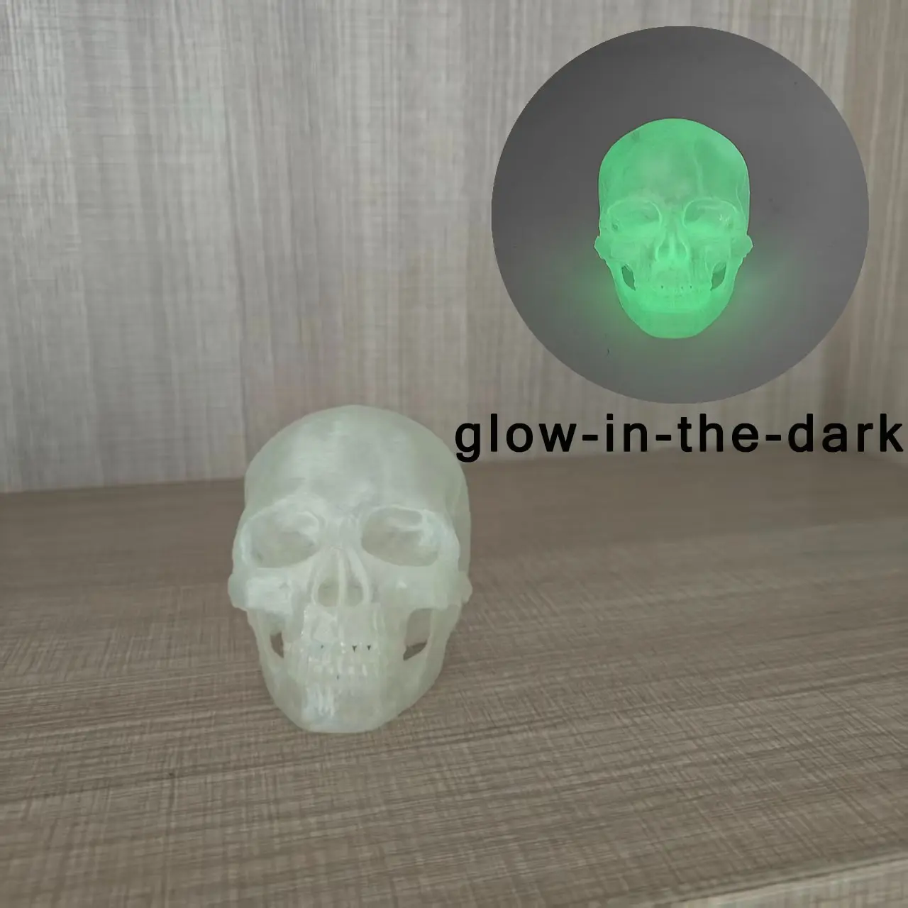Glow-In-The-Dark Skull Figurine, Halloween Indoor Decoration, Self-Luminous Skull Head Desk Ornament, Gothic Room Atmosphere Decor